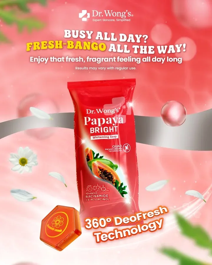 Booked and busy? Keep it fresh all the way with the help of Dr. Wong’s Papaya Bright soap’s 360° DeoFresh Technology! M…