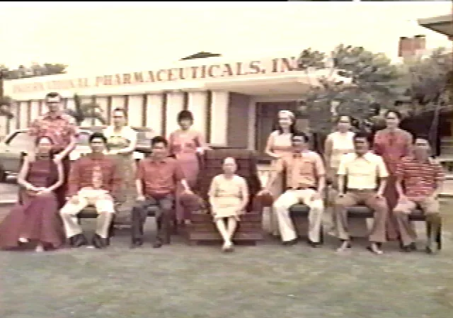 An archive photograph from IPI’s early decades, showing staff at the company’s Cebu premises and at company gatherings