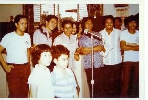An archive photograph from IPI’s early decades, showing staff at the company’s Cebu premises and at company gatherings