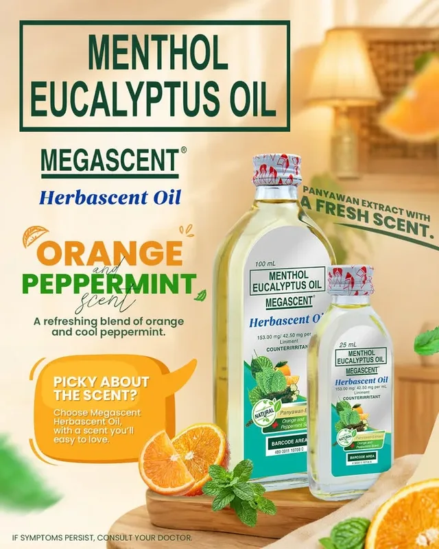 Aside from its herbal benefits, Menthol + Eucalyptus Oil (Megascent Herbascent Oil) offers a fresh orange and cool pepp…